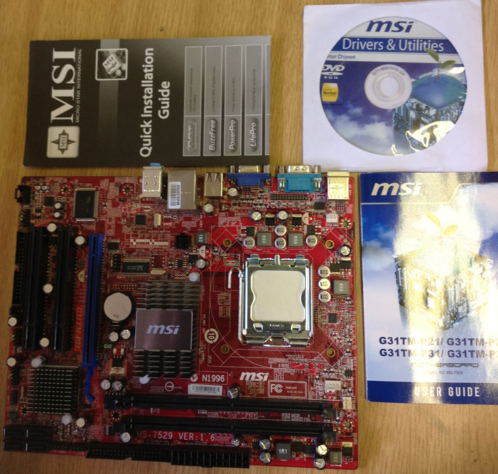 MSI Motherboard Socket 775, With IO shield backplate (not shown) and ...